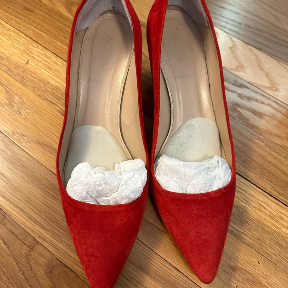 EUC Jcrew Dulci Kitten Heel suede Red 8.5 great condition!